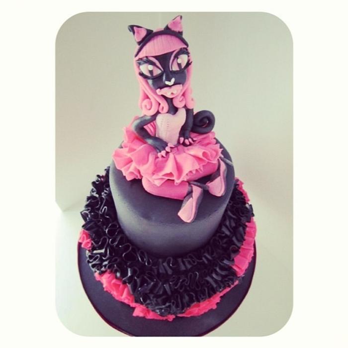 6th Birthday Catty Noir Monster High Cake  