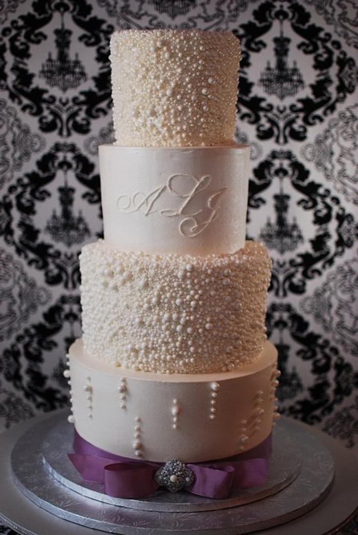 Pearl Encrusted Wedding Cake