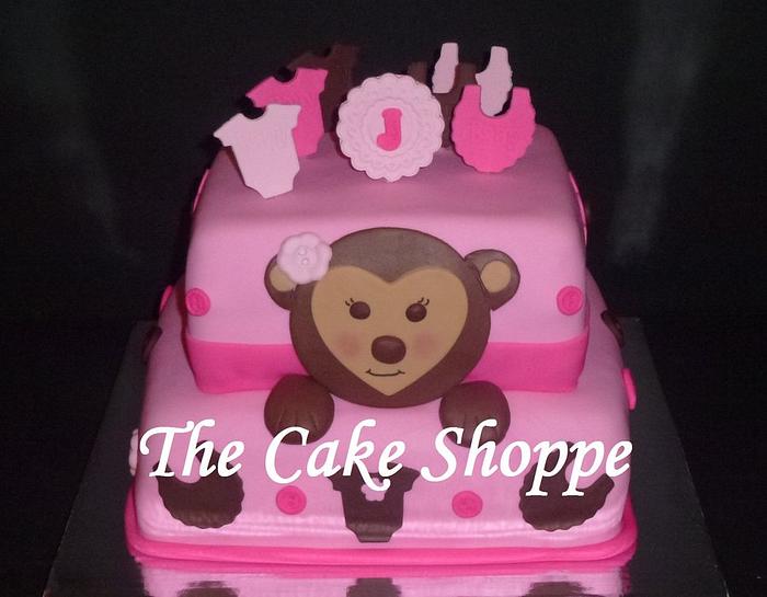 Baby shower monkey cake