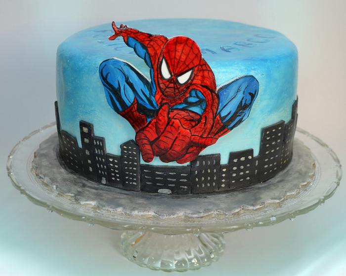 Spiderman 2D painted cake