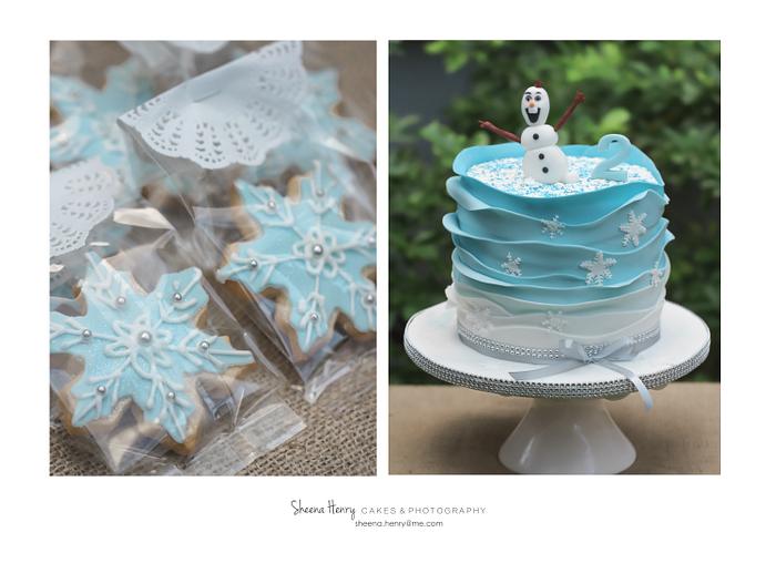 Frozen themed cake and cookies