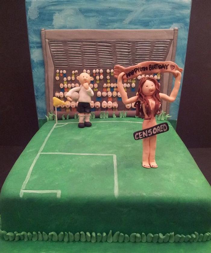 Football Streaker Birthday Cake