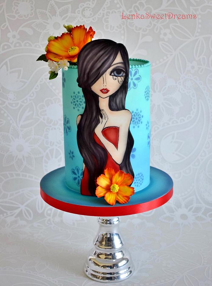 Airbrush painted cake. 