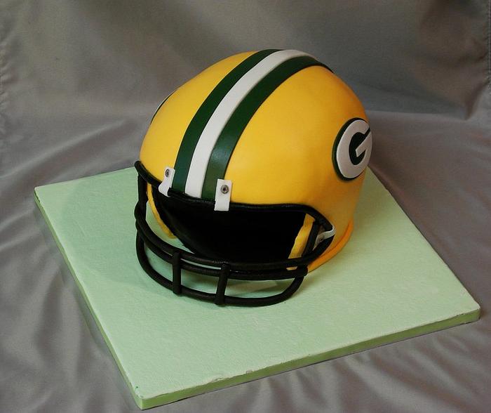 Green Bay Packers football helmet cake