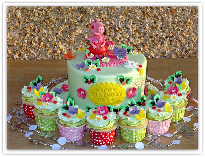 Ella's 3rd birthday cake & cupcakes 