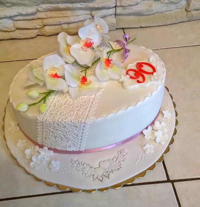 cake with orchids