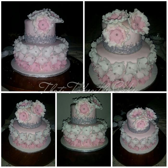 pink and white cake  cupcakes