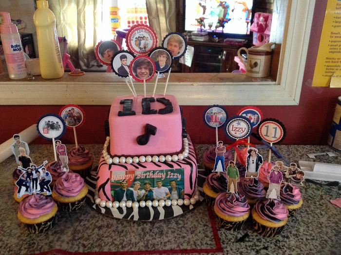 One direction cake and cupcakes