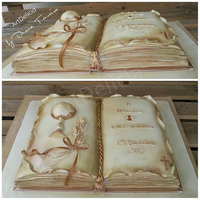 First Communion Cake - Open Book Religious Cake - - CakesDecor