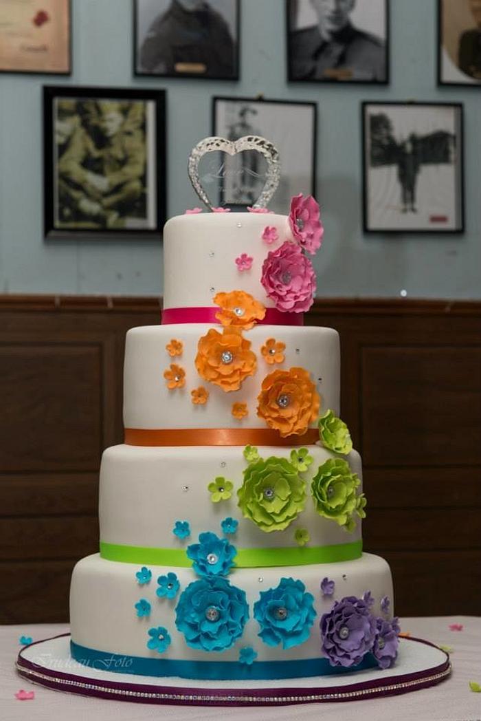 Crystal's Rainbow Wedding cake