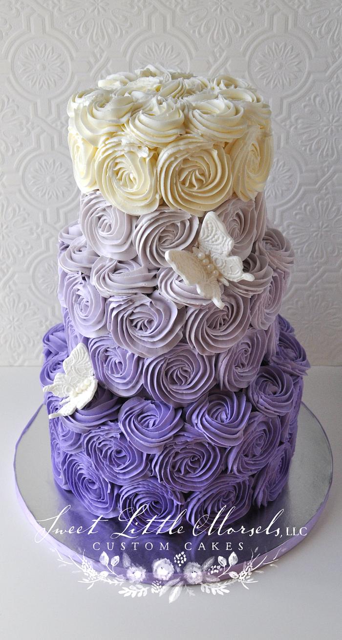 Purple Ombre Buttercream Rosette Cake