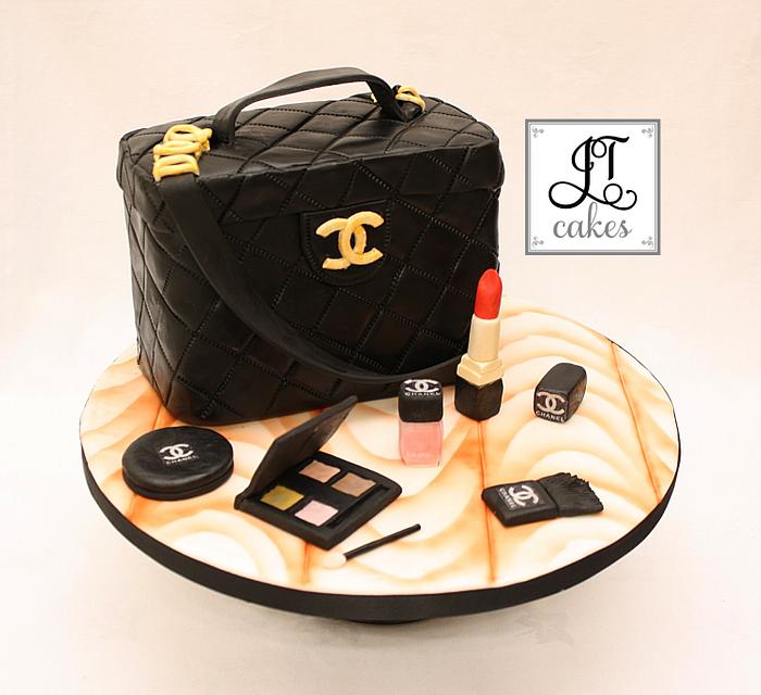 Chanel bag with matching makeup.
