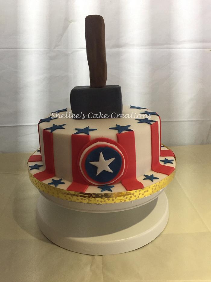 Marvel Captain America & Thor cake