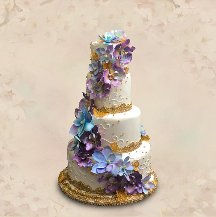 Cascading Floral Wedding Cake