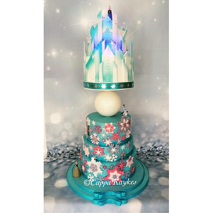 Frozen themed ice castle cake 
