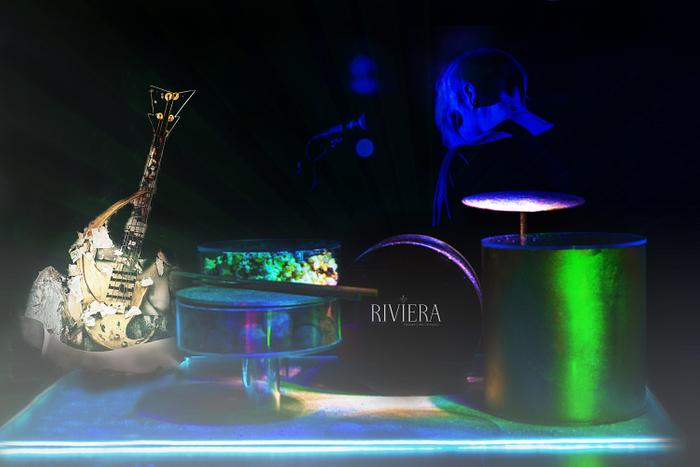 Riviera Rocks - Drum/guitar cake