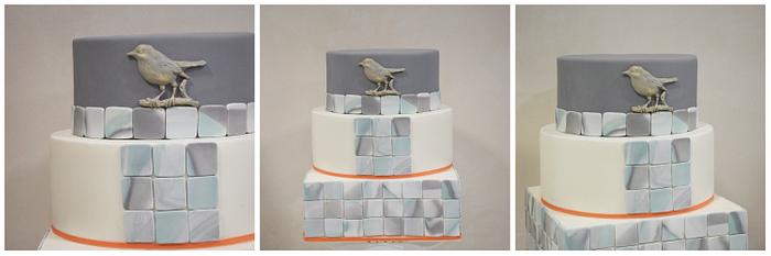mOSAIC BIRD WEDDING CAKE
