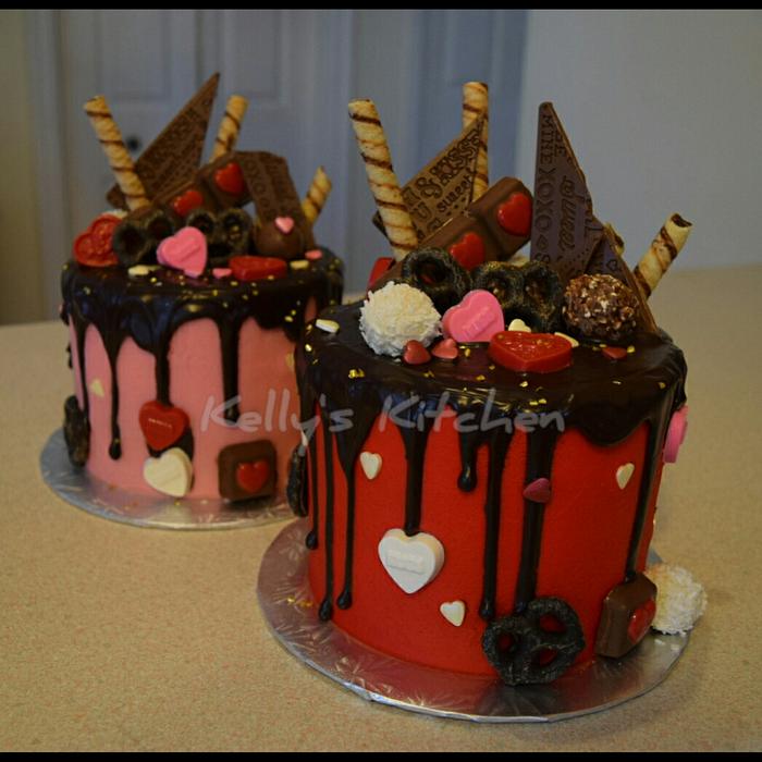 Valentine's day drip cake