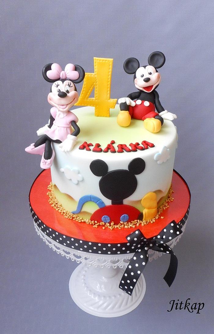 Mickey a Minnie Mouse cake