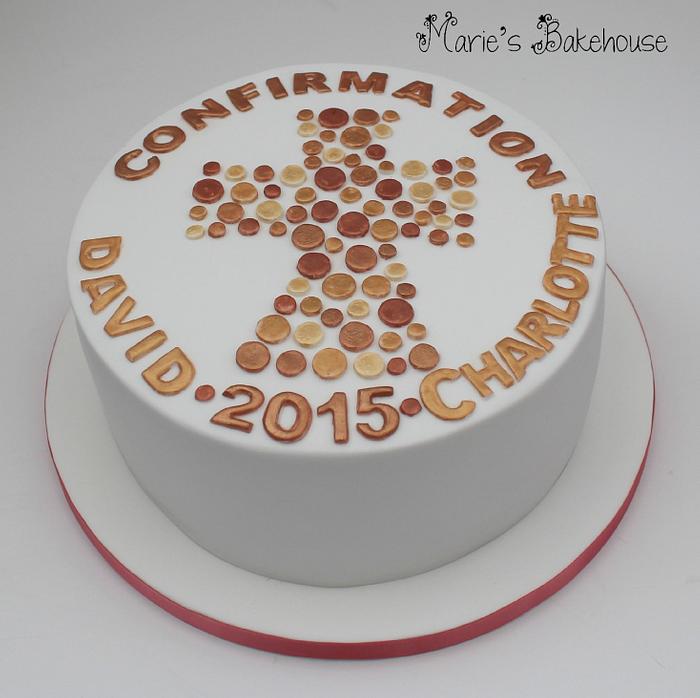 Copper and Gold Confirmation Cake