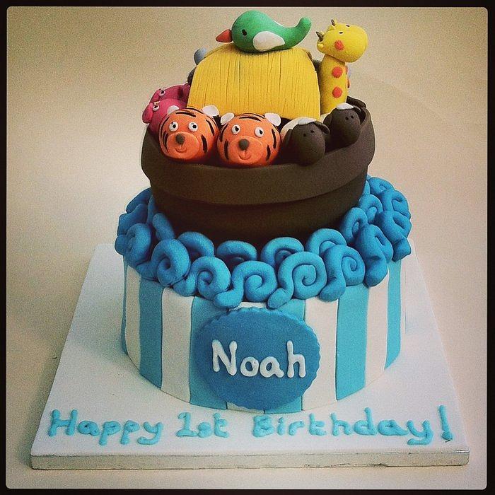 2 Tier Noah's Ark Birthday Cake