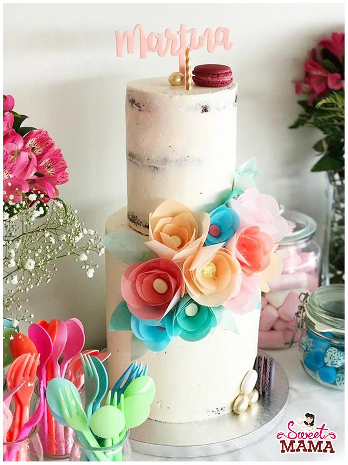 Wafer Paper Flowers Cake
