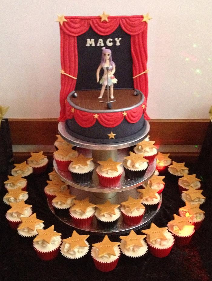 Hollywood/Katy Perry cake and cupcakes