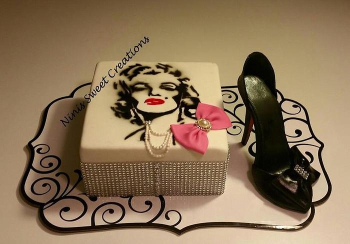 Themed Cake. Marilyn Monroe and Gumpaste Shoe Cake