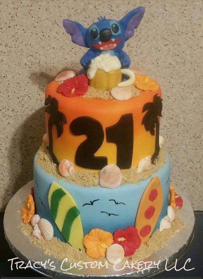 Stitch/Beach Themed 21st Birthday Cake 