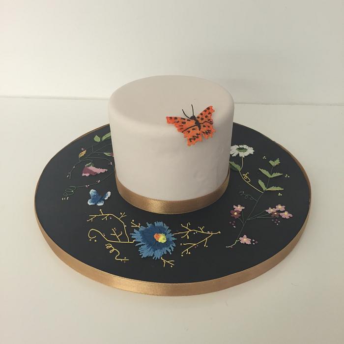 Embroidery butterfly cake