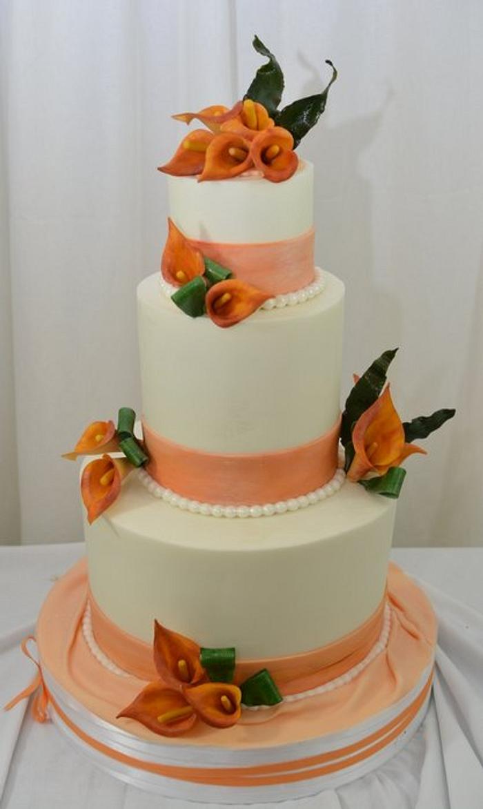 I'm a hobby baker and this was my first wedding cake. Madagascar vanilla  bean and pineapple/mango jam filling. Hand made each sugar flower. And the  flamingo toppers : r/Baking