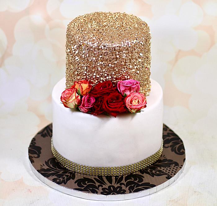 Gold glitter cake