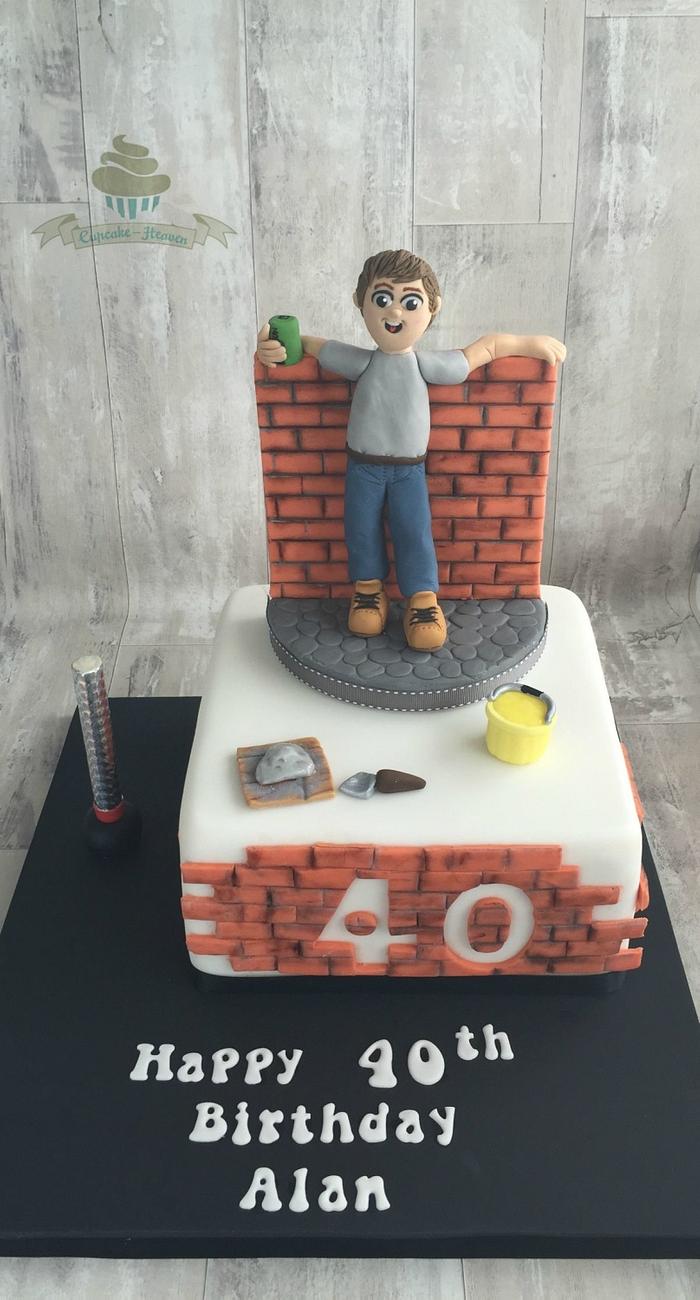 40th birthday Builder cake