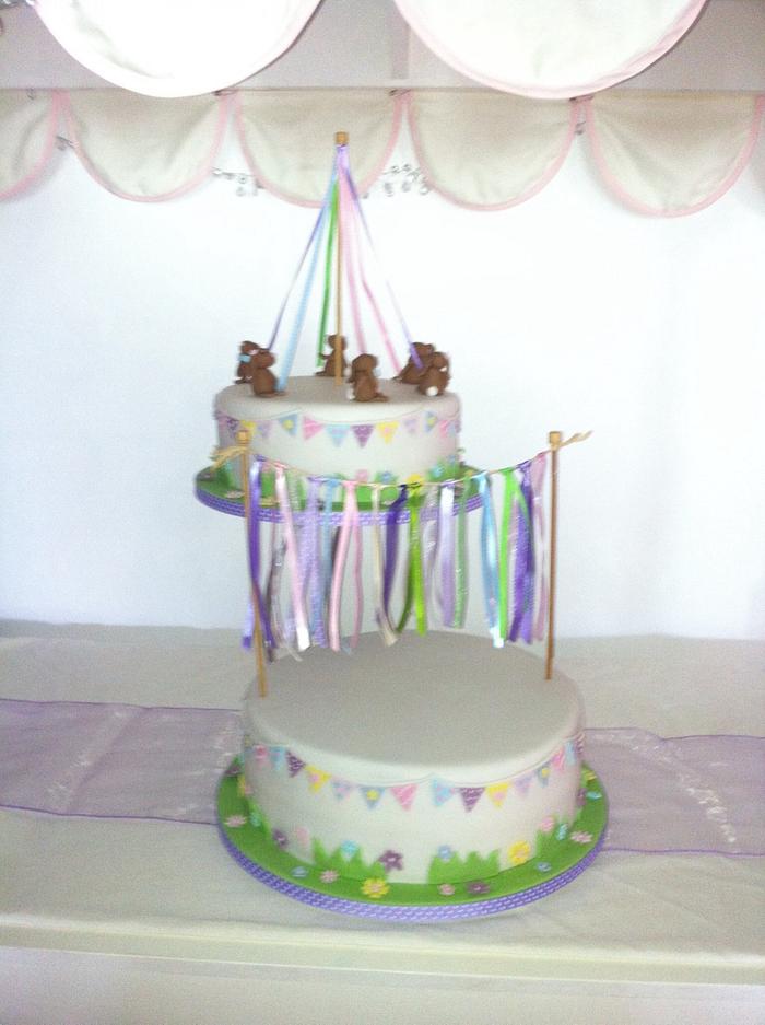 Bunnies and Bunting Wedding Cake