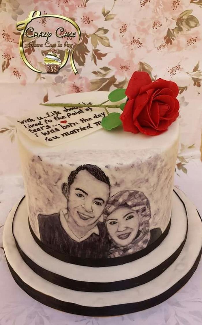 Handpainted Romantic cake