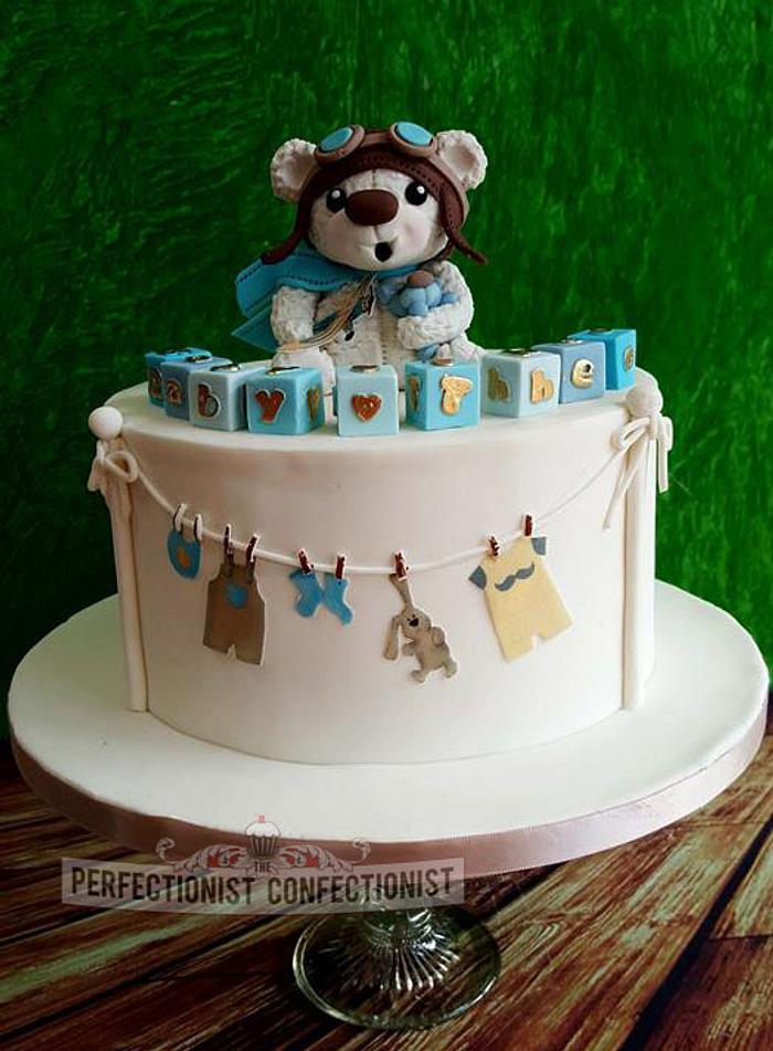 Baby Theo - Teddy Bear Christening Cake