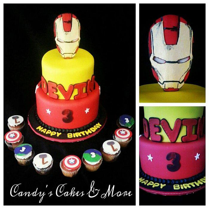 Iron Man cake & Avengers cupcakes