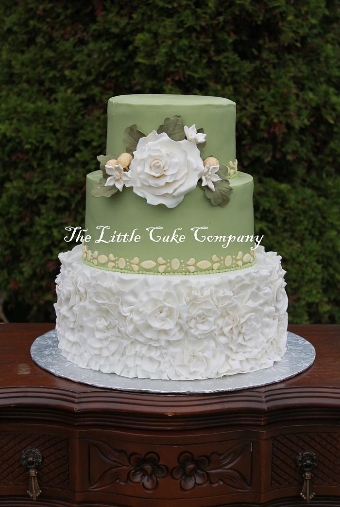 ruffles and roses wedding cake