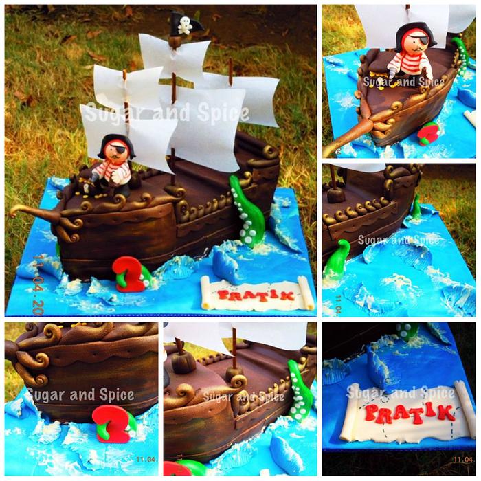 Pirate ship cake under attack