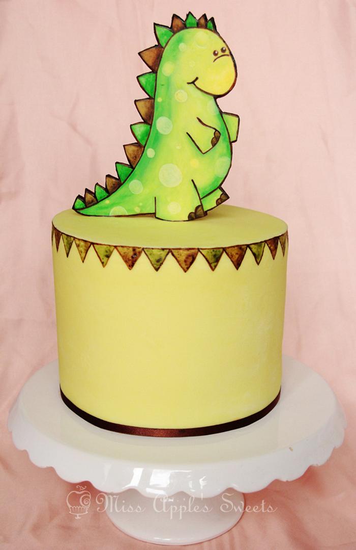 Hand painted dinosaur cake