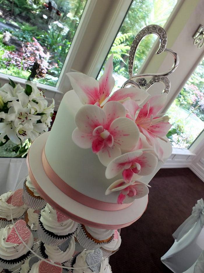 Lilies & Orchids Wedding  Cupcake Tower