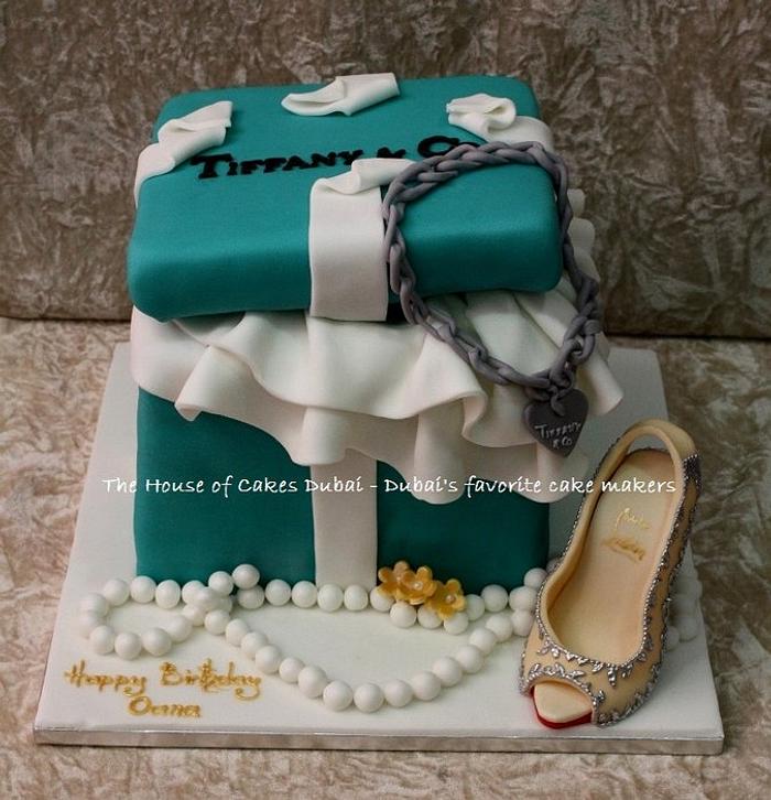 Tiffany box and shoe cake