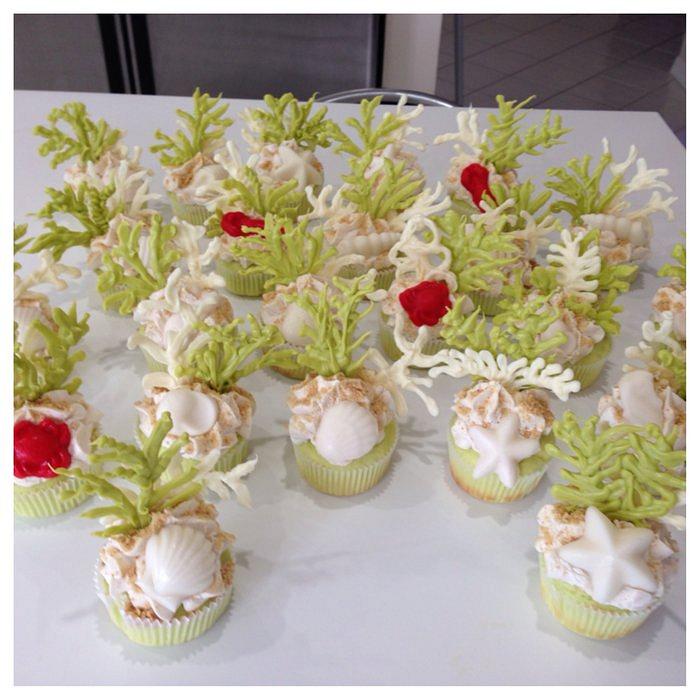 Coral cupcakes