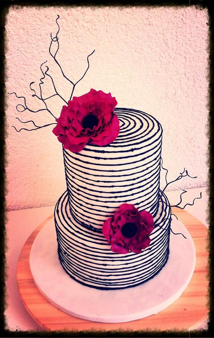 Black-White-Red Birthday Cake