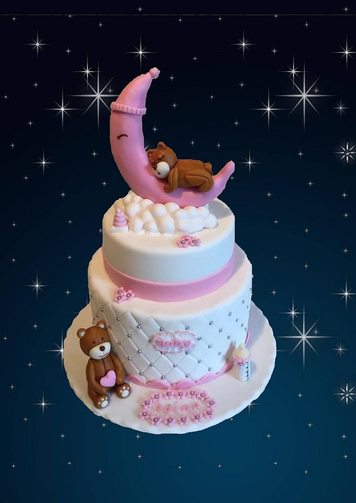 Cake with bears and moon for a little girl