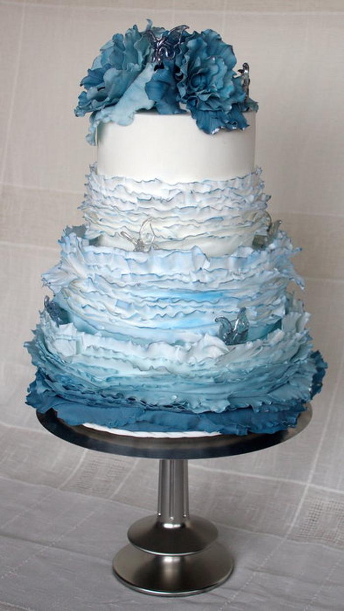 Blue Maggie Austin inspired Wedding Cake