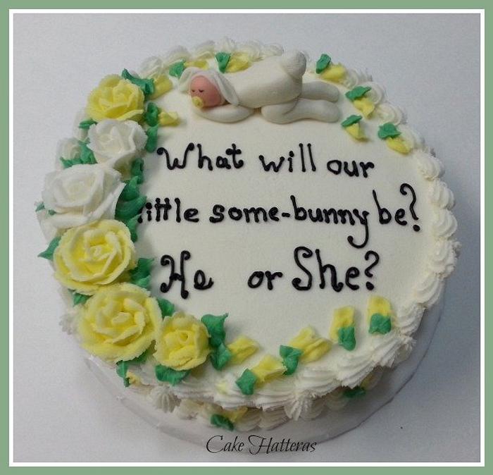 Every-bunny loves some-bunny! A gender reveal cake