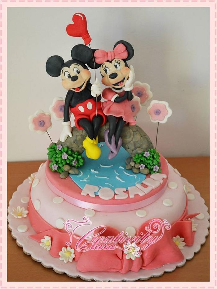 cake tutorial minnie and mikey mouse lovers - topolino e minnie torta san valentino