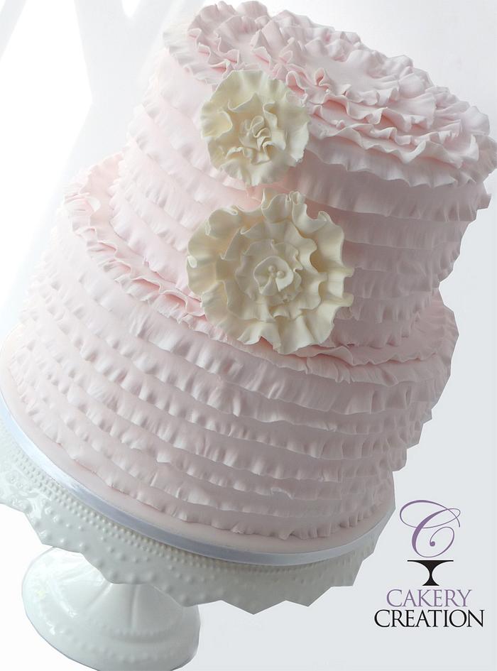 Pale pink ruffle cake