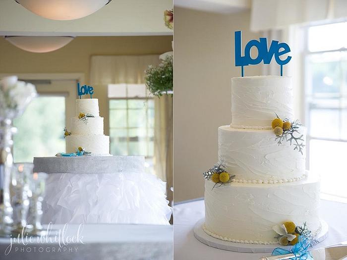 Soft textured buttercream wedding cake 